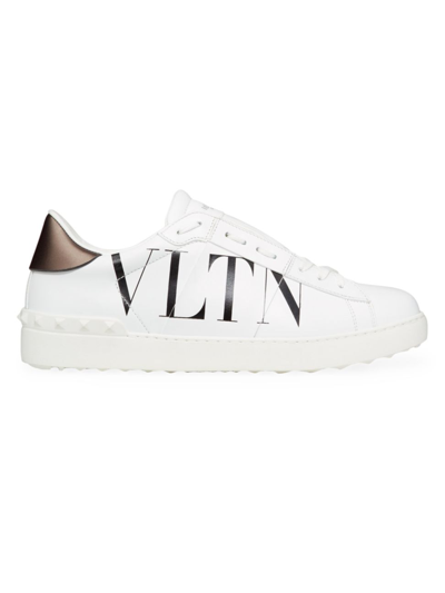 Shop Valentino Men's Open Sneakers With Vltn Logo In White Black