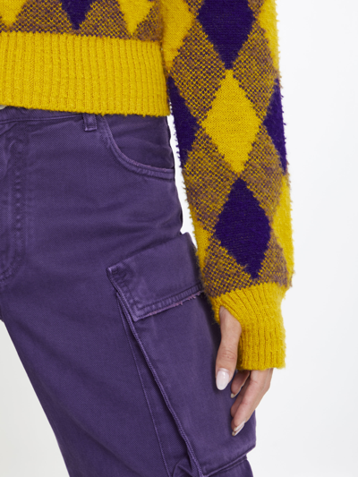 Shop Burberry Argyle Wool Pullover In Yellow