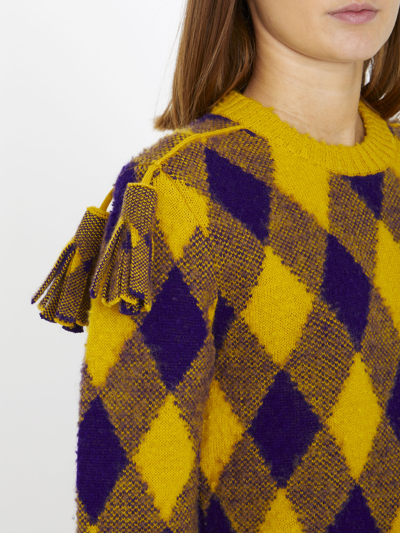 Shop Burberry Argyle Wool Pullover In Yellow
