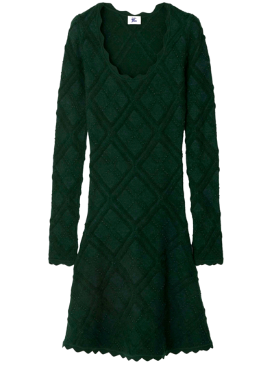 Shop Burberry Aran Knit Dress In Green