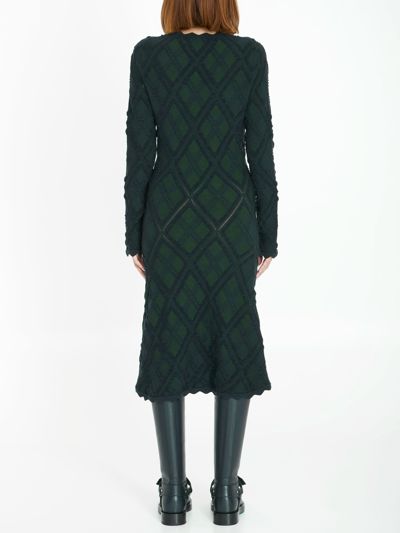 Shop Burberry Aran Knit Dress In Green