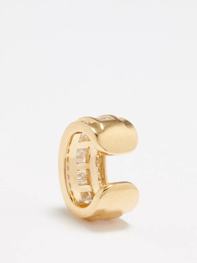 Shop Anita Ko Stacked Diamond & 18kt Gold Ear Cuff In Gold Multi