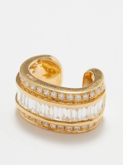 Shop Anita Ko Stacked Diamond & 18kt Gold Ear Cuff In Gold Multi