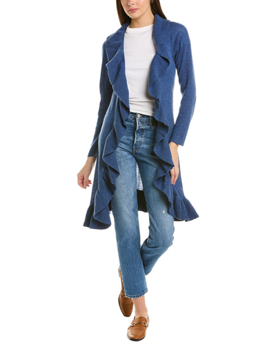 Shop Hannah Rose Long Ruffle Wool & Cashmere-blend Cardigan In Blue