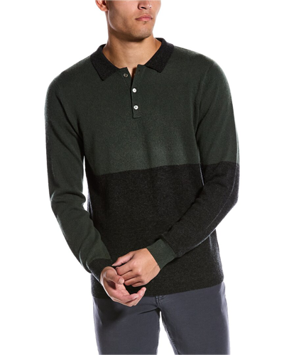 Shop Scott & Scott London Colorblocked Wool & Cashmere-blend Polo Shirt In Green