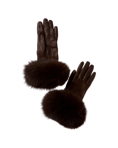 Shop Sofiacashmere Cashmere-lined Leather Gloves