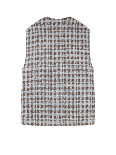 Shop Etro Pied-de-poule Over Vest With Logo Embroidery In Grey