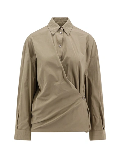 Shop Lemaire Cotton And Silk Shirt In Green