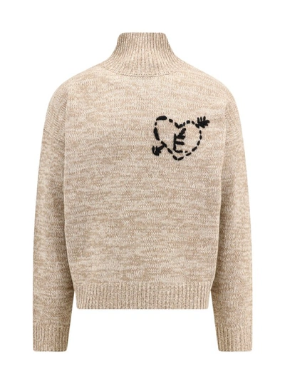 Shop Etudes Studio Merino Wool Sweater With Embroidery In Brown