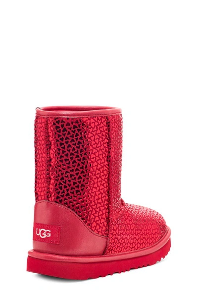 Shop Ugg Kids' Classic Ii Gel Heart Boot In Red