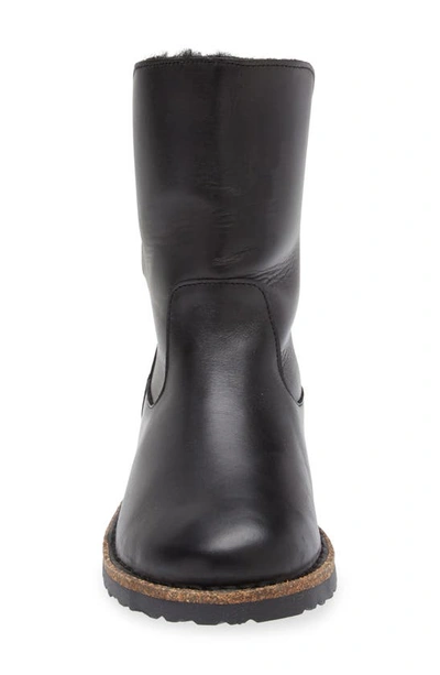 Shop Birkenstock Upsalla Genuine Shearling Boot In Black Leather