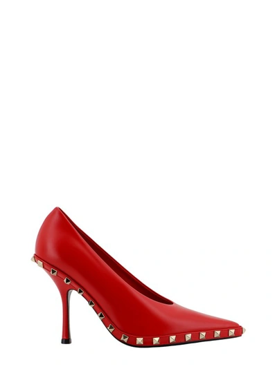 Shop Valentino Leather Décolleté With Iconic Studs In Red
