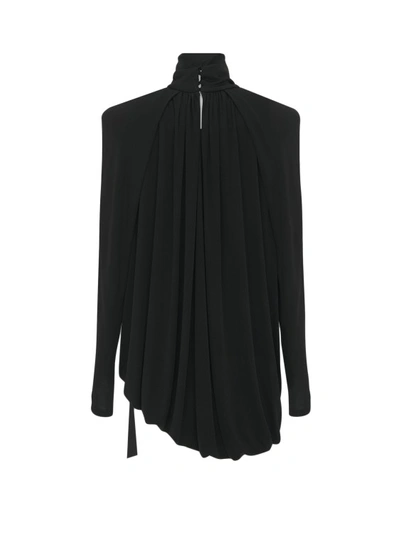Shop Saint Laurent Draped Viscose Dress In Black