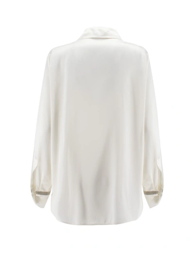 Shop Fabiana Filippi Silk Satin Over Blouse In White