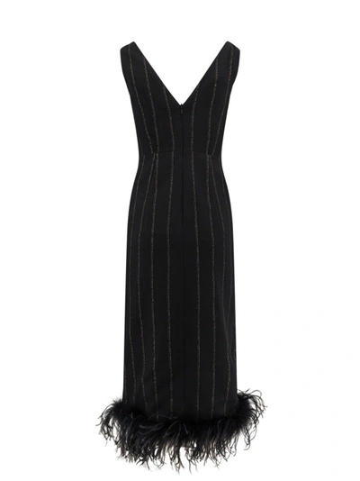 Shop Alessandra Rich Pinstripe Fabric Dress With Lurex Effect In Black