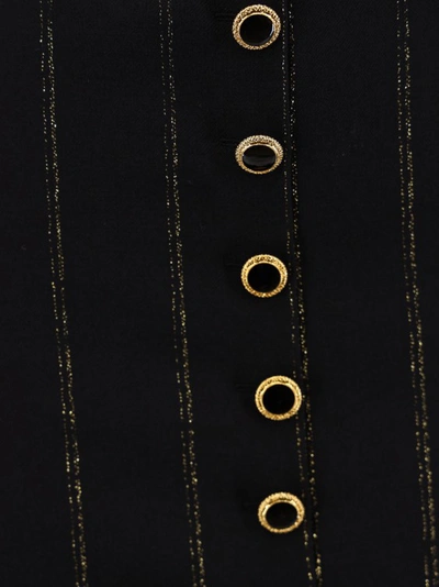 Shop Alessandra Rich Pinstripe Fabric Dress With Lurex Effect In Black
