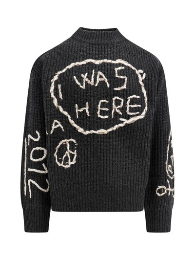 Shop Etudes Studio Merino Wool Sweater With Graffiti Motif In Black