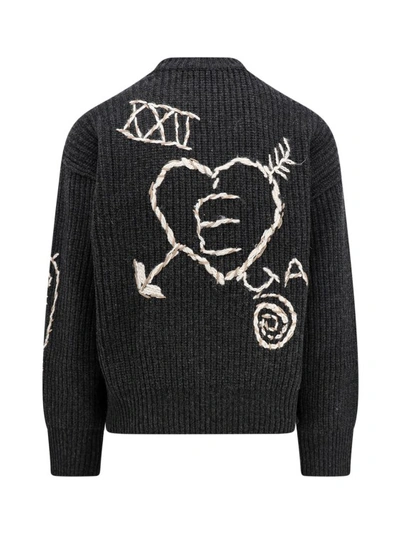 Shop Etudes Studio Merino Wool Sweater With Graffiti Motif In Black
