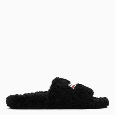 Shop Balenciaga Black Furry Slide Thong Women