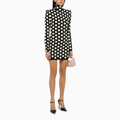 Shop Balmain Black Polka Dot Mini Dress Women