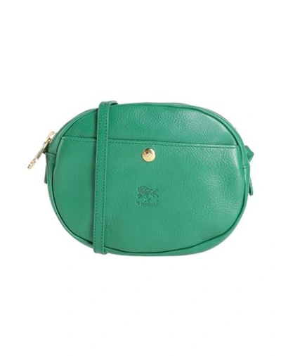Shop Il Bisonte Woman Cross-body Bag Emerald Green Size - Soft Leather