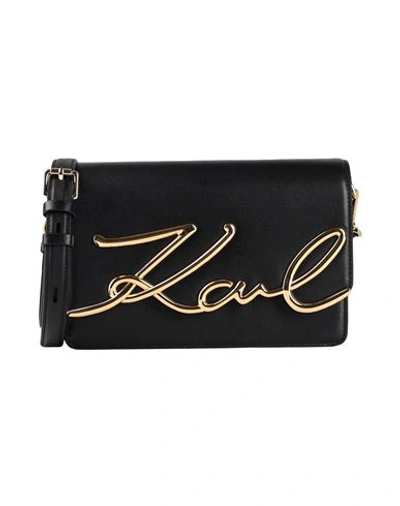 Shop Karl Lagerfeld K/signature Md Shoulderbag Woman Cross-body Bag Black Size - Bovine Leather