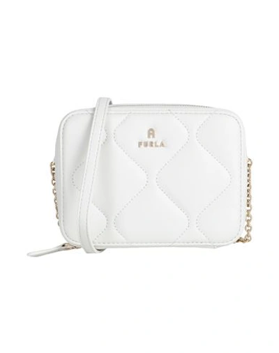 Shop Furla Camelia Mini Camera Case Woman Cross-body Bag Off White Size - Sheepskin