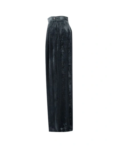 Fabiana Filippi Viscose Velvet Loose Trousers In Black