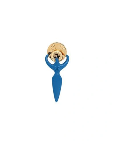 Shop Chloé Woman Brooch Blue Size - Brass, Enamel