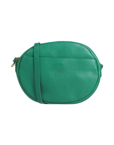 Shop Il Bisonte Woman Cross-body Bag Green Size - Soft Leather