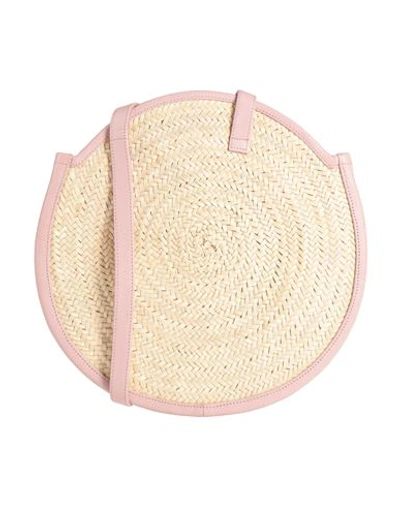 Parme Marin Woman Cross-body Bag Pink Size - Soft Leather, Natural Raffia In Pink