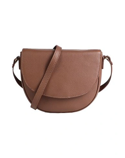 Shop Pieces Woman Cross-body Bag Brown Size - Bovine Leather