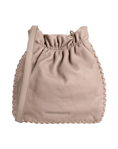 Shop Les Visionnaires Lilou Lacing Soft Grainy Leather Woman Cross-body Bag Light Brown Size - Bovine Lea In Beige