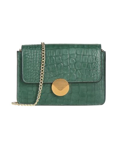 Shop Visone Woman Cross-body Bag Dark Green Size - Soft Leather