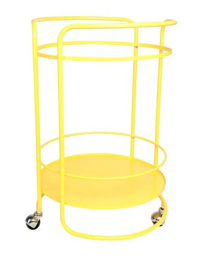 Shop Fornasetti Round Trolley Diam 40 Cm - Matt Yellow Outdoor Furniture Yellow Size - Iron