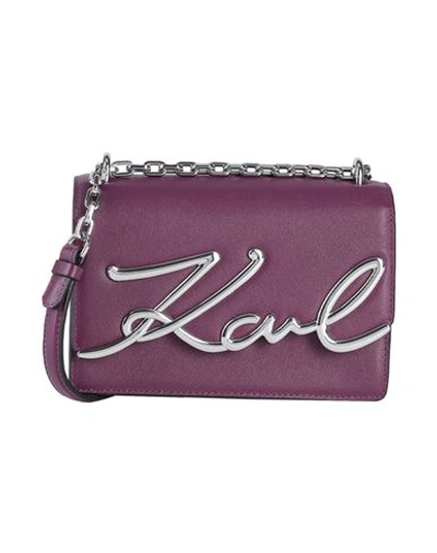 Shop Karl Lagerfeld K/signature Sm Shoulderbag Woman Cross-body Bag Deep Purple Size - Bovine Leather