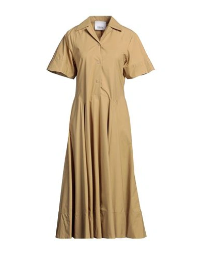 Shop Erika Cavallini Woman Midi Dress Sand Size 6 Cotton, Elastane In Beige