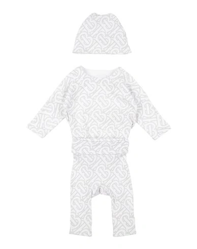 Shop Burberry Newborn Boy Baby Accessories Set White Size 3 Cotton, Elastane