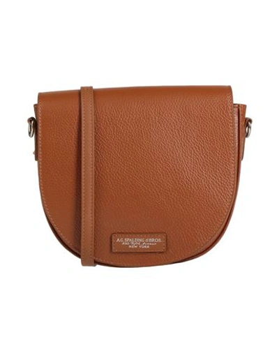 Shop A.g. Spalding & Bros. 520 Fifth Avenue  New York A. G. Spalding & Bros. 520 Fifth Avenue New York Woman Cross-body Bag Tan Size - Soft Leather In Brown