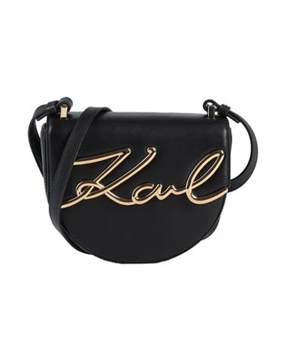 Shop Karl Lagerfeld K/signature Sm Saddle Bag Woman Cross-body Bag Black Size - Bovine Leather