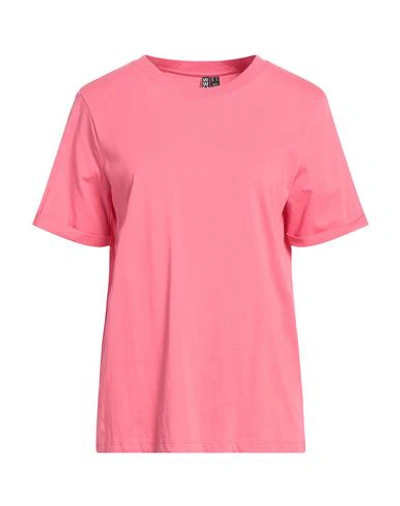 Shop Pieces Woman T-shirt Fuchsia Size M Cotton In Pink