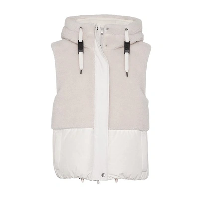 Shop Brunello Cucinelli Sleeveless Puffer Jacket In Blanc_cassa_