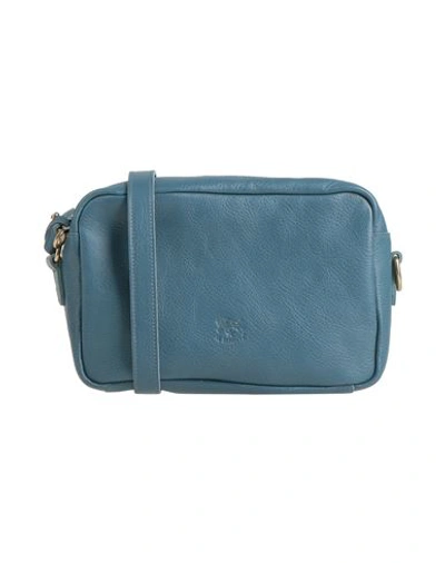 Shop Il Bisonte Woman Cross-body Bag Slate Blue Size - Soft Leather