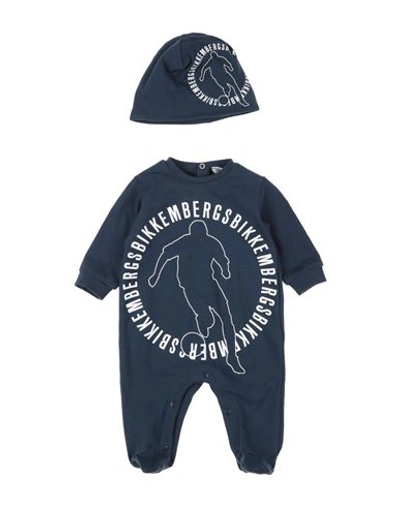 Shop Bikkembergs Newborn Boy Baby Accessories Set Navy Blue Size 1 Cotton, Elastane