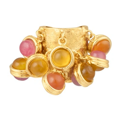Shop Sylvia Toledano Candies Ring In Cornaline_yellow_onyx_pink_jade