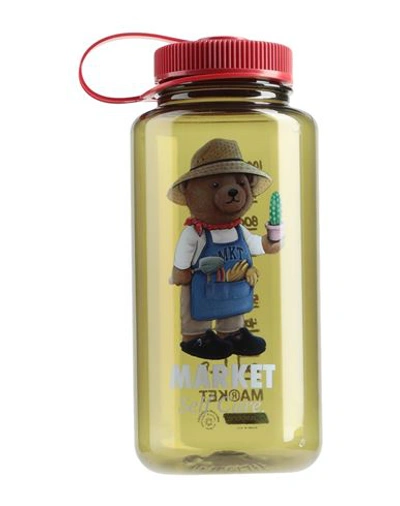 Shop Market Botanical Bear Water Bottle Sports Accessory Sage Green Size - Plastic