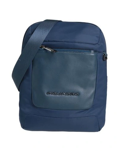 Shop Piquadro Man Cross-body Bag Blue Size - Bovine Leather, Eva (ethylene - Vinyl - Acetate), Nylon, Pol