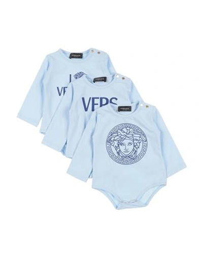Shop Versace Young Newborn Boy Baby Accessories Set Sky Blue Size 0 Cotton, Elastane