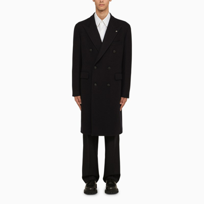 Shop Tagliatore Blue Wool Double-breasted Coat