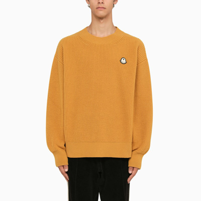 Shop Moncler Genius 8 Moncler Palm Angels | Ribbed Ochre Crew-neck Sweater In Yellow